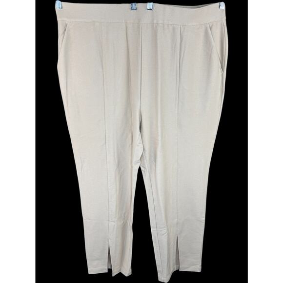 G by Giuliana Capucno Beige Ponte Knit Pull-On Pants Front Slits Women's 2X NWT - Picture 4 of 9